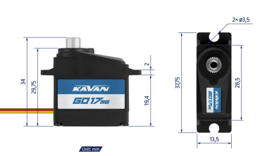 Preview: GO-17MG Servo 17g 2,5kg @ 6V