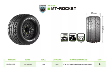 Preview: MT-ROCKET 1/10 soft auf 2.8 Felge schwarz (2) LOUISE Wechseladapter 0 & 1/2 Offset Hex 12mm,14,17mm
