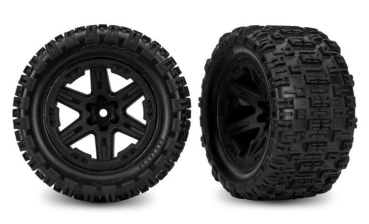 Sledgehammer ST 2.8 Reifen / RXT Felgen schwarz (2) TRAXXAS Rustler 4x4, 2WD hinten