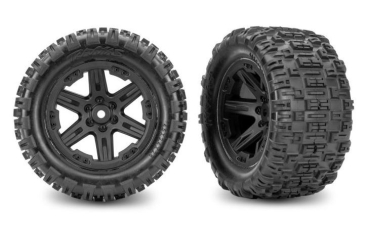 Sledgehammer ST Reifen / RXT 2.8 Felgen schwarz hinten (2) TRAXXAS Rustler 2WD (TSM rated)