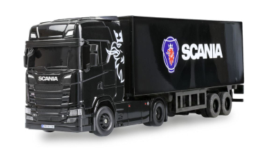 Mini-Scania 730 S mit Kofferauflieger proportional 4WD 1:64 RTR