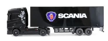 Preview: Mini-Scania 730 S mit Kofferauflieger proportional 4WD 1:64 RTR