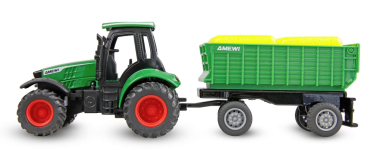 Preview: Traktor aus Metall mit Anhänger 1:64 RTR grün