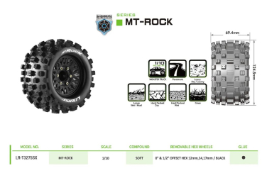 Preview: MT-ROCK 1/10 soft auf 2.8 Felge schwarz (2) LOUISE Wechseladapter 0 & 1/2 Offset Hex 12mm,14,17mm