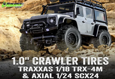 Preview: CR-Rowdy Reifen supersoft auf 1.0 Felge schwarz 7mm (2) LOUISE 1/18-1/24 Mini-Crawler - TRX-4M, SCX24