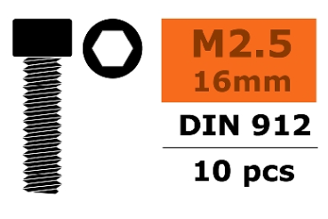 G-Force RC - Zylinderkopfschraube - Innensechskant - M2,5X16 - Stahl - 10 St