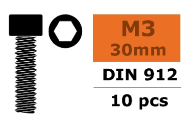 Revtec - Zylinderkopfschraube - Innensechskant - M3X30 - Stahl - 10 St