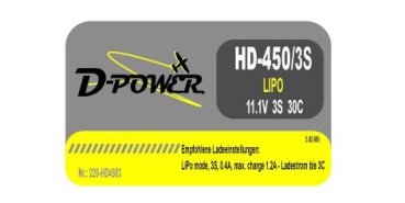 D-Power HD- 450 3S Lipo (11,1V) 30C - mit BEC Stecker