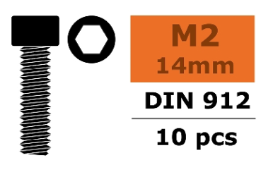 Zylinderkopfschraube - Innensechskant - M2X14 - Stahl - 10 St