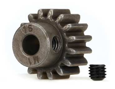 GEAR, 16-T PINION (1.0 METRIC PITCH) (FITS 5MM SHAFT)/ SET S *J* TRAXXAS (COMPATIBLE WITH STEEL SPUR GEARS)