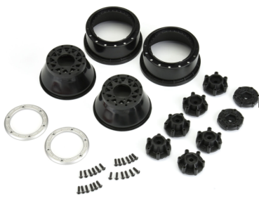 Preview: 1/10 Raid Bead-Loc Fr/Rr 2.2"/3.0" 12 & 14mm SC Wheels (2) Silvr/Blk