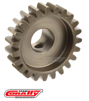 Team Corally - M1.0 Pinion – Short Wide Teeth – Hardened Steel - 22 Teeth - Shaft Dia. 8mm