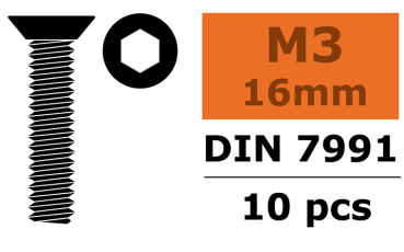 Senkkopfschraube - Innensechskant - M3X16 - Stahl - 10 St