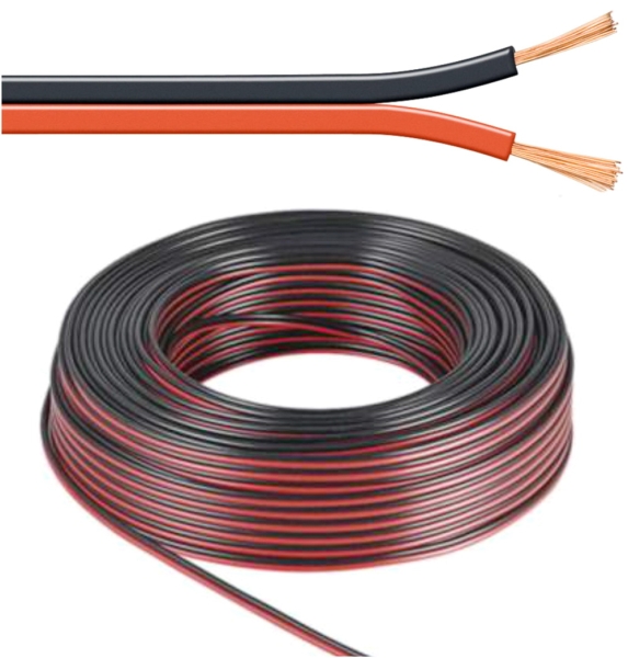 Kabel rot/schwarz 2x0,75mm pro Laufmeter